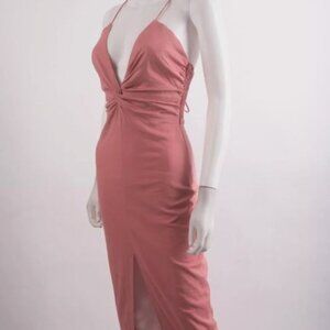 Zara Mauve Pink Satin-Look Midi Dress